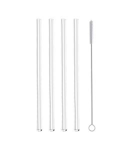 Set de 4 pailles en verre avec goupillon