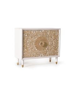 Buffet en bois de manguier blanc et détails dorés