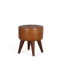 Tabouret rond recouvert de cuir bovin