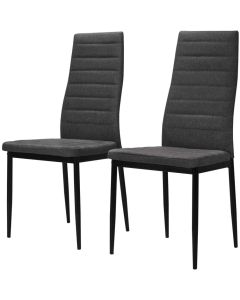 Ensemble de 2 chaises de salle à manger en tissu gris foncé avec structure en acier robuste