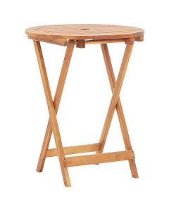 Table pliante de jardin en bois d'acacia massif 60x75 cm avec trou pour parasol