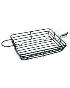 Panier métal noir rectangulaire avec porte coupelle 31 x 18 x 6 cm - 6 unités
