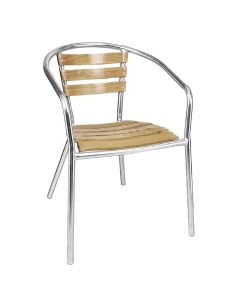 Fauteuils en frêne et aluminium 730 mm Bolero - Lot de 4