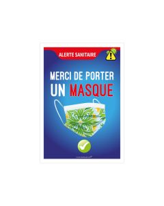 Autocollant "MERCI DE PORTER UN MASQUE" format A4