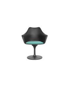 Chaise de salle à manger avec accoudoirs - Chaise pivotante noire - Tulipan Gris clair