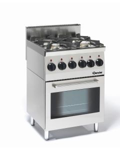 Fourneau sur four à gaz 4 feux vifs 19,0 kW - four électrique multifonction 2,2 kW - Bartscher