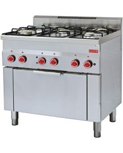 Fourneau sur four à gaz 5 brûleurs - four électrique à convection 3 kw - Gastro M