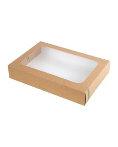 Grandes Boîtes Compostables avec Plateau et Couvercle à Fenêtre - Lot de 25 - Vegware