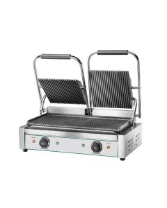 Grill Panini Double Plaque Supérieure et Inférieure Rainurées en Fonte - 3,6 kW