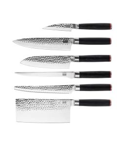 Le Set Complet Plus : 6 Couteaux du Set Complet et Porte-Couteaux, Planche à Découper, Set d'Aiguisage Grain 1000/6000 – Kotai
