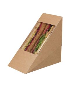 Lot de 500 boîtes Sandwich Triangle Kraft Compostable avec Fenêtre - Colpac