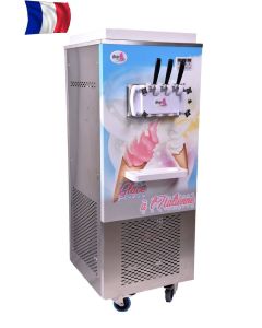 Machine à Glace Italienne sur Roulettes - 2 Parfums et 1 Mixte - Gris