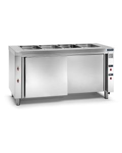 Meuble Chauffant Inox Bain-Marie 4 Bacs GN 1/1 Gamme 700 avec Réserve - 6200 W - Distform