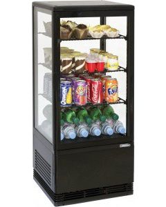 Mini Vitrine Réfrigérée 4 faces à Poser - 78 litres Noire - Casselin -