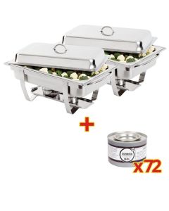 Offre Spéciale Lot de 2 Chafing Dish Milan GN 1/1 avec 72 Capsules de Gel - Olympia