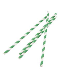 Paille biodégradable en papier Fiesta Green - Vert & blanc - Lot de 250 - 