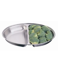 Plat à légumes ovale inox 2 compartiments 210 x 300 mm - Olympia