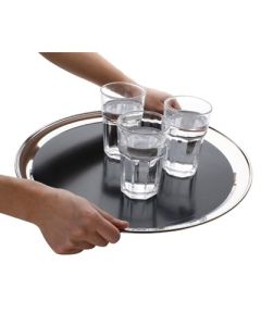 Plateau de service rond inox antidérapant - Olympia 355 mm