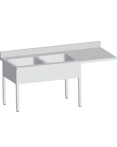 Plonge Inox avec 2 Bacs de 500X500X300 MM - L2G - SPLV187-2BG