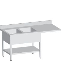 Plonge Inox avec 2 Bacs Encastrés de 400X500X300 MM - L2G