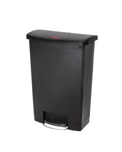 Poubelle à pédale frontale Rubbermaid Slim Jim noire 90L