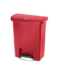 Poubelle à pédale frontale Rubbermaid Slim Jim rouge 30L