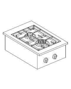 Réchaud à Gaz Drop-In - 2 Feux 3,5 kW - Combisteel