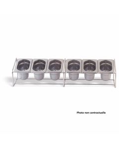 Set Support Inox et 6 Bacs GN 1/9 - H 65 mm - Pujadas