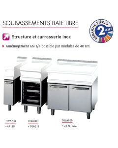 Soubassement baie libre - Prof. 630 mm - Gamme 700 - Baron - 