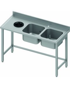 Table de Chef Inox Avec Vide Ordure - 2 Bacs à Droite - Profondeur 700 - Stalgast