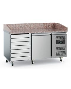 Table Pizza Réfrigérée 390 LTR - avec 1 Porte et 7 Tiroirs - Combisteel